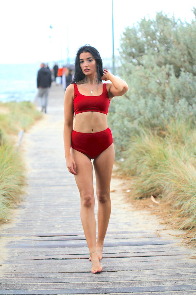 Juna High Waist Bottoms Red